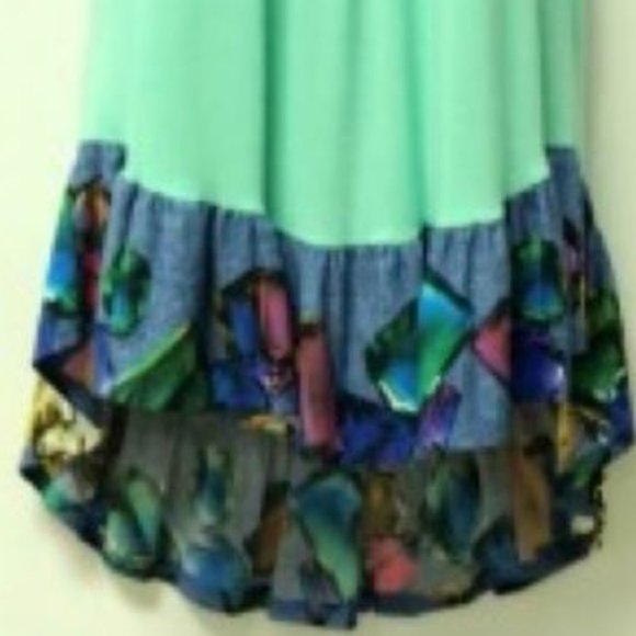 Lime Green Ruffle Abstract Border Top - Picture 3 of 3